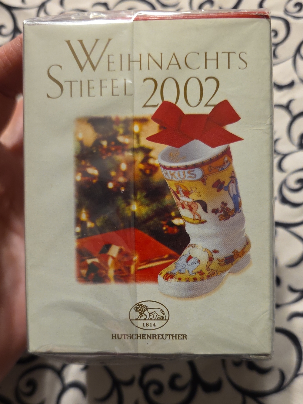 Hutschenreuther Weihnachts Stiefel 2002 Ceramic Christmas Stocking - White & Red